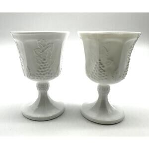 Indiana Harvest Grape Milk Glass Bundle 2 Goblets 1 vase 2 Sherbet Cups
